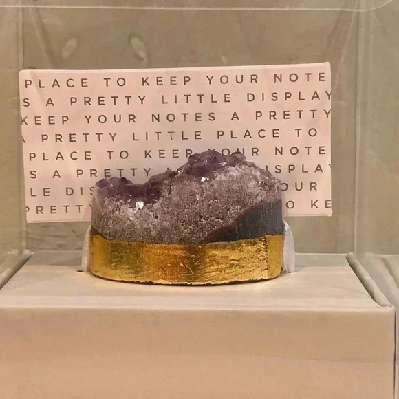 Genuine Amethyst Cluster.Desktop Note Holder. Amethyst Cluster + Gold Base. NWTS - Picture 7 of 10